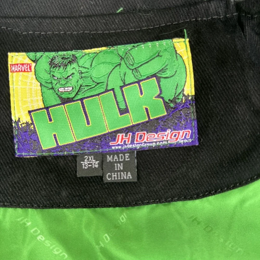 NWT VTG JH Design Hulk Jacket Youth 2XL Black Men's S Crop Boxy Racing Marvel